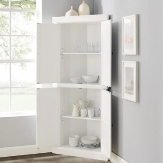 white corner pantry