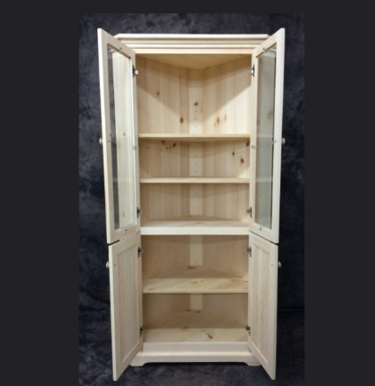 unfinished corner cabinet with doors