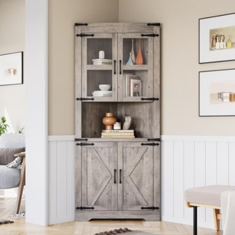 farmhouse style corner cabinet