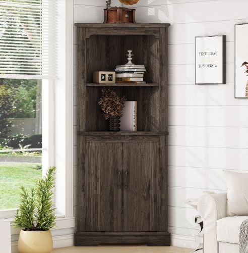 modern tall corner cabinet