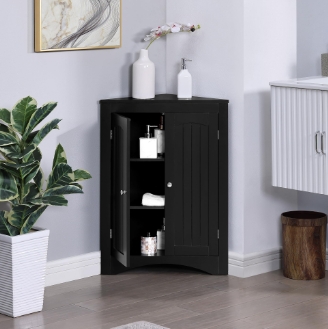 black corner kitchen cabinet