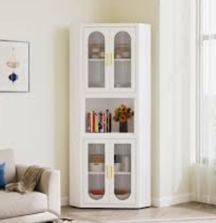 white corner pantry cabinet