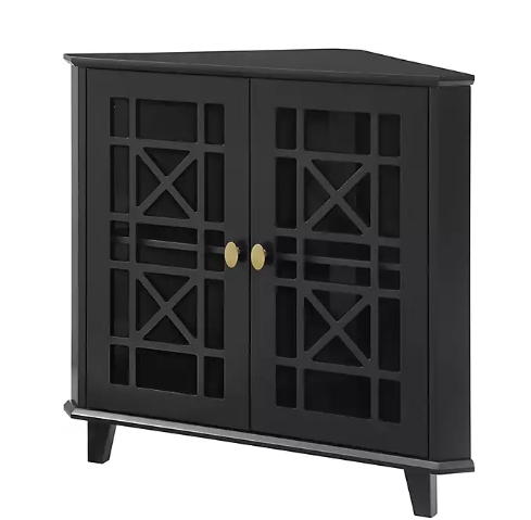 black corner cabinet with doors