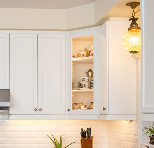 open corner kitchen cabinet