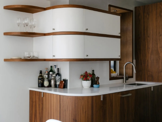 kitchen cabinets with rounded edges