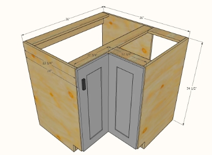 24 x 24 corner base cabinet