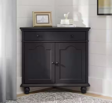 black kitchen corner cabinet