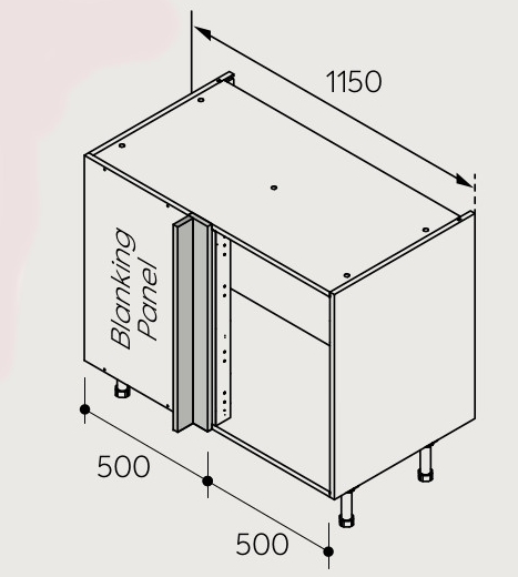 1000mm blind corner base cabinet