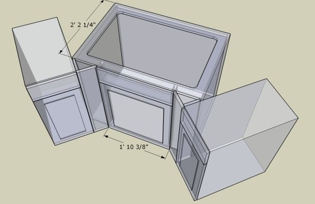 angled corner sink base cabinet